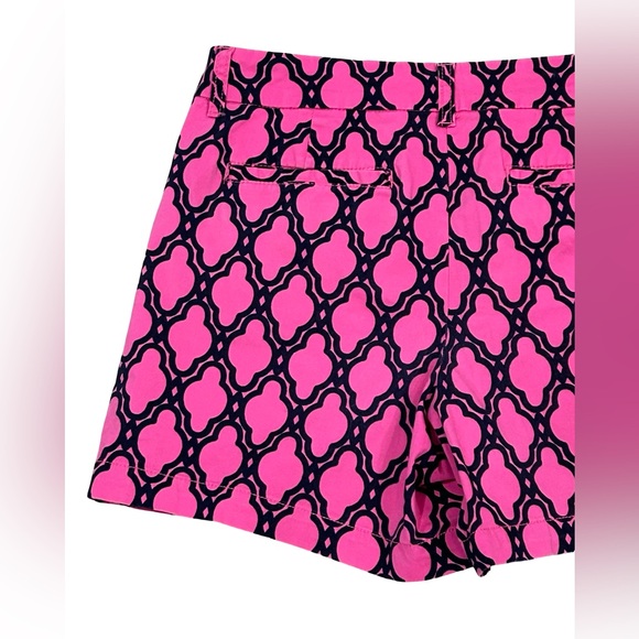 Crown & Ivy Pink Navy Geometric Print Shorts Women’s Size 8 Preppy Summer - Picture 6 of 9